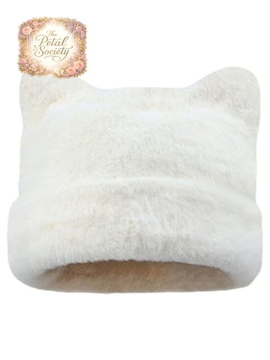 Accessories - Womens Winter Beanie Cat Ear Hat Plush Cotton Faux Rabbit Fur Warm